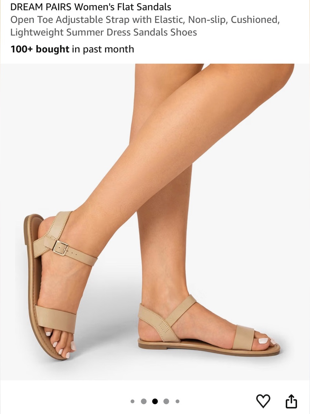 Dream Pairs Nude Open-Toe Ankle Strap Flat Sandals
